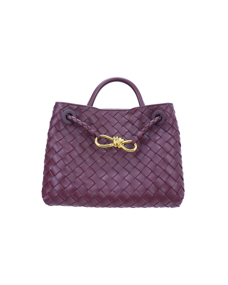 Handmade sheepskin woven crossbody tote bag, 25cm size