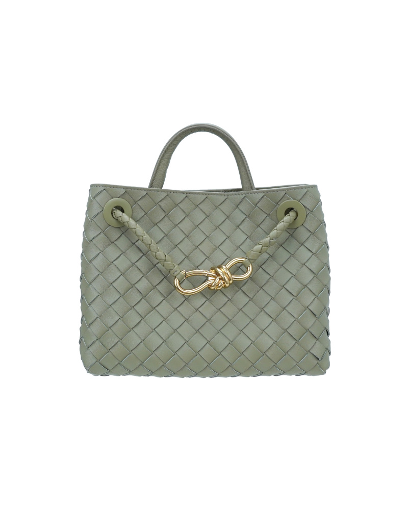 Handmade sheepskin woven crossbody tote bag, 25cm size