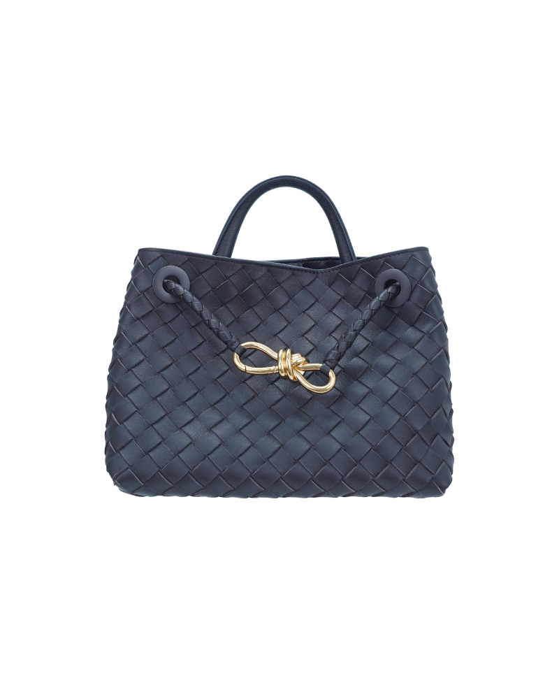 Handmade sheepskin woven crossbody tote bag, 25cm size