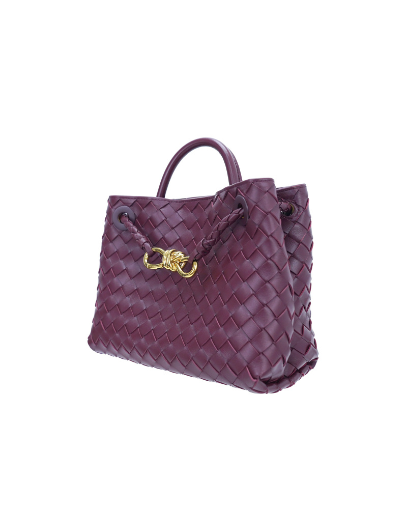 Handmade sheepskin woven crossbody tote bag, 25cm size