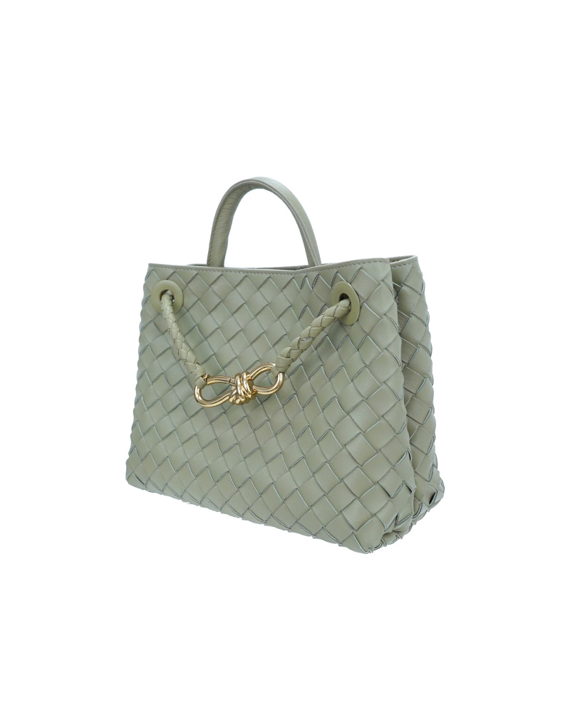 Handmade sheepskin woven crossbody tote bag, 25cm size