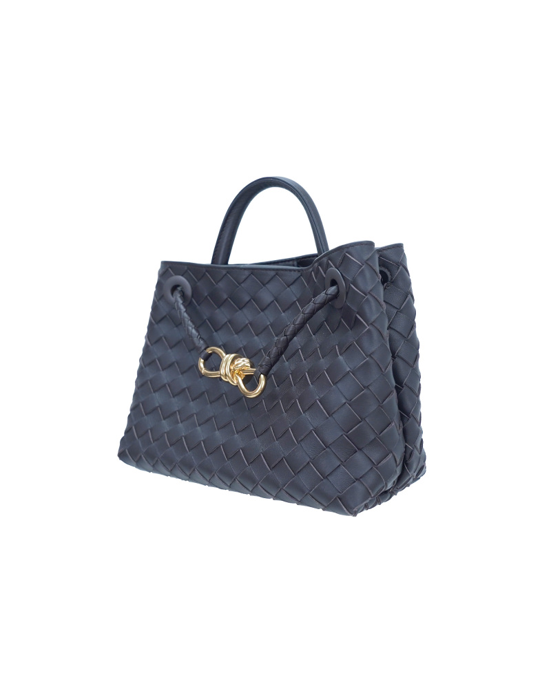 Handmade sheepskin woven crossbody tote bag, 25cm size