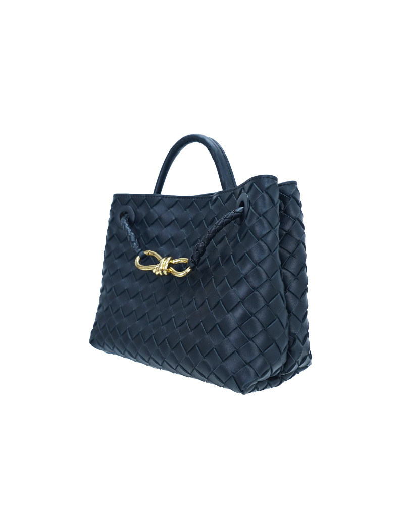 Handmade sheepskin woven crossbody tote bag, 25cm size