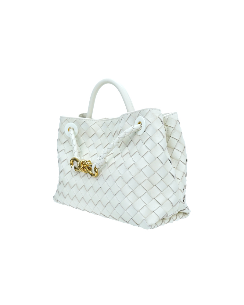 Handmade sheepskin woven crossbody tote bag, 25cm size