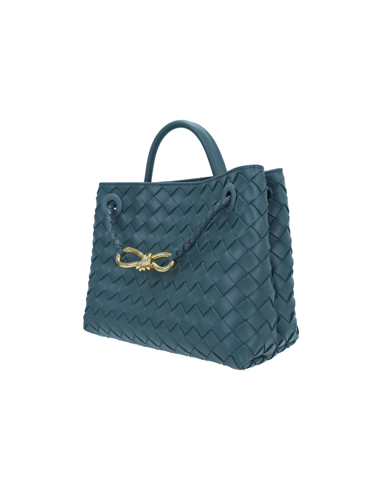 Handmade sheepskin woven crossbody tote bag, 25cm size