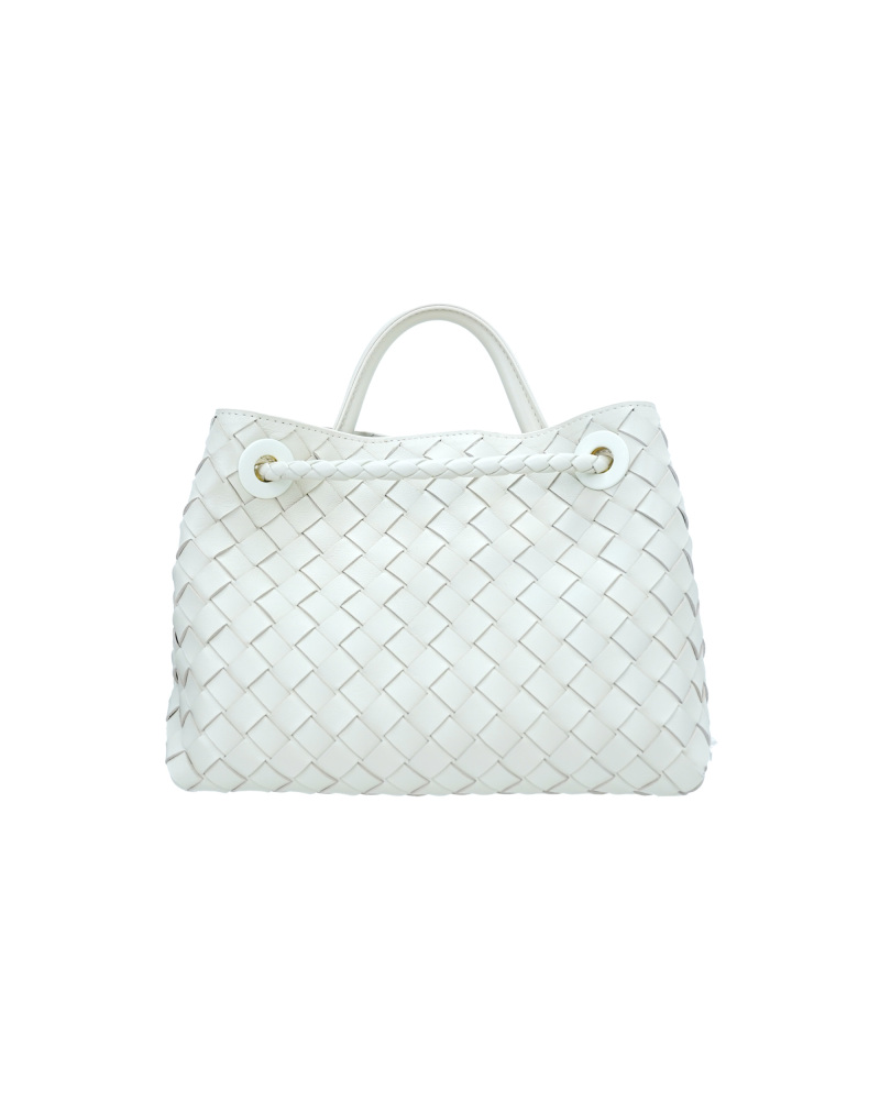 Handmade sheepskin woven crossbody tote bag, 25cm size