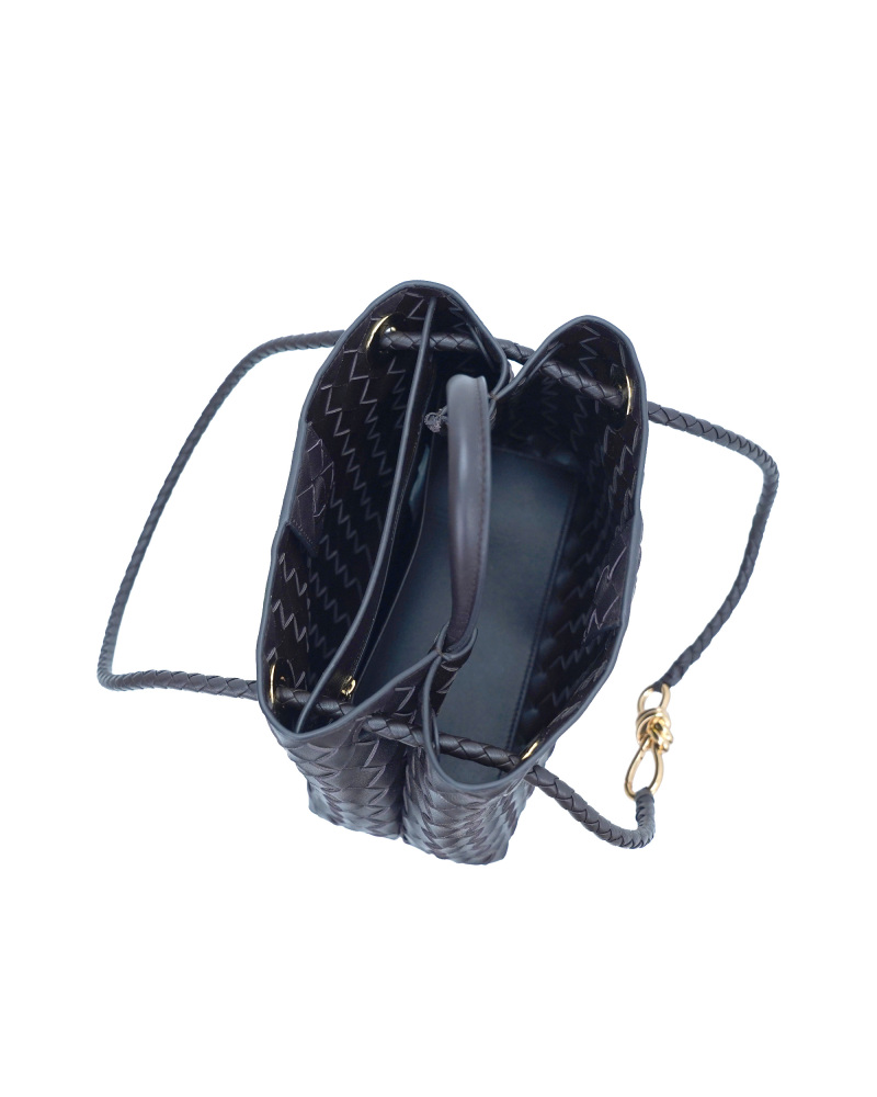 Handmade sheepskin woven crossbody tote bag, 25cm size
