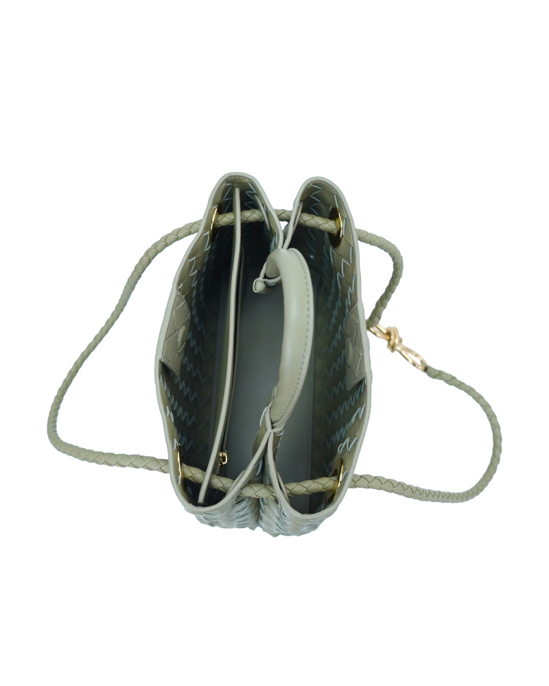 Handmade sheepskin woven crossbody tote bag, 25cm size