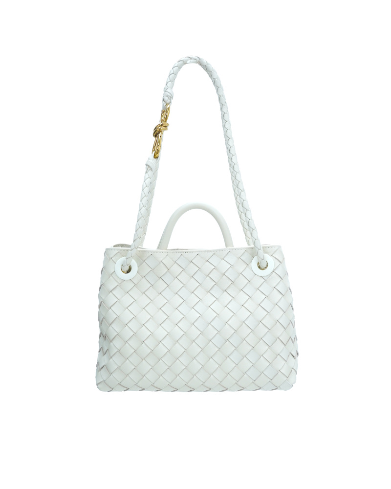 Handmade sheepskin woven crossbody tote bag, 25cm size