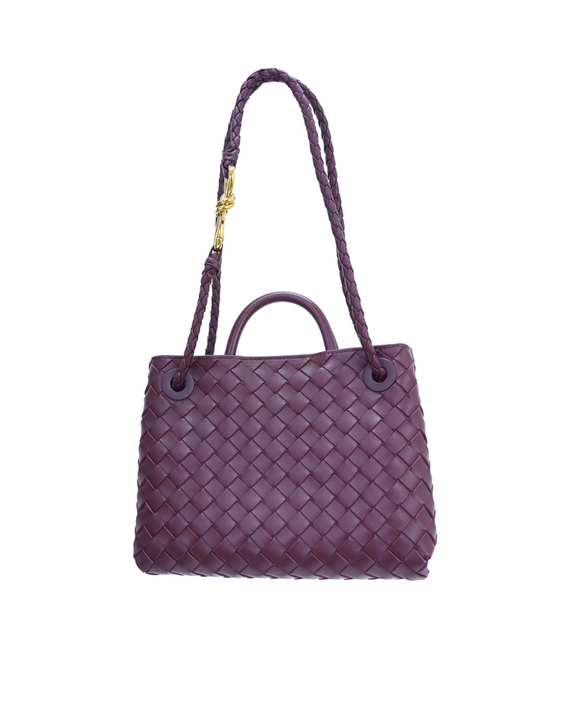 Handmade sheepskin woven crossbody tote bag, 25cm size