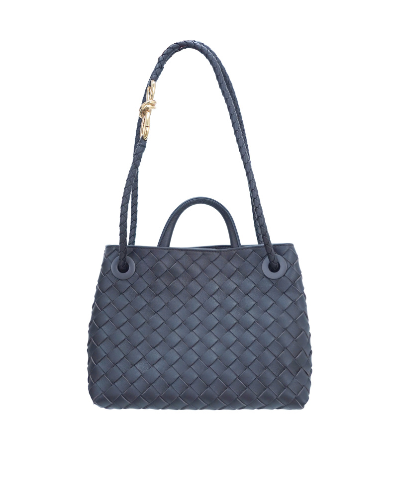 Handmade sheepskin woven crossbody tote bag, 25cm size