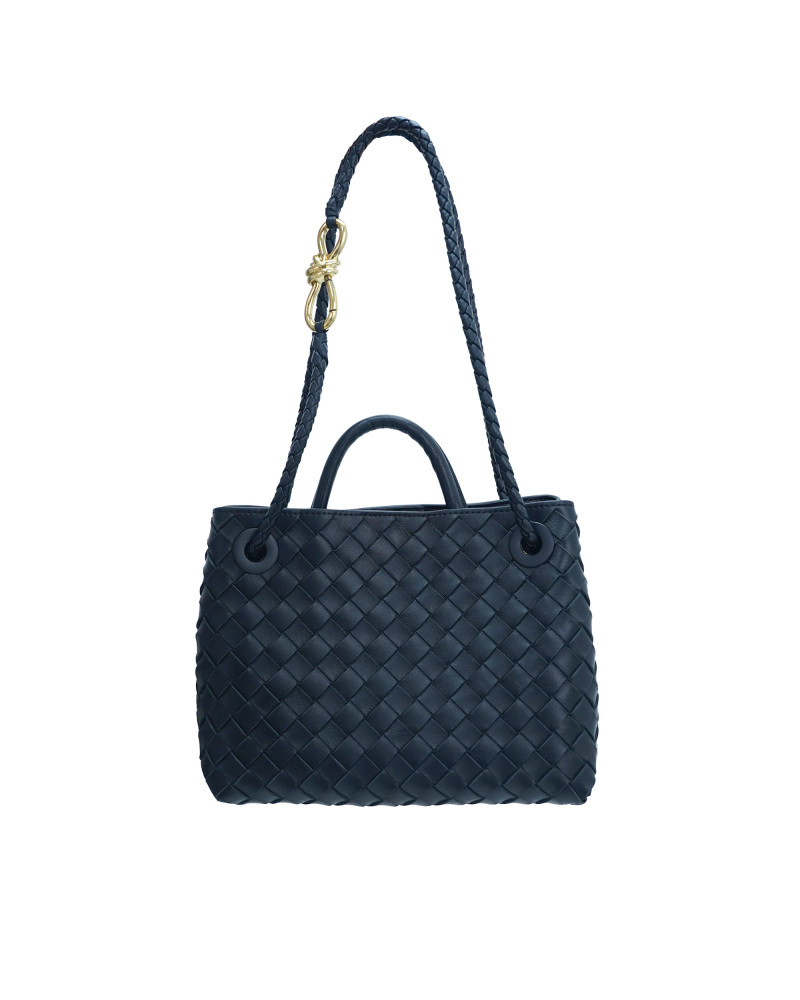 Handmade sheepskin woven crossbody tote bag, 25cm size