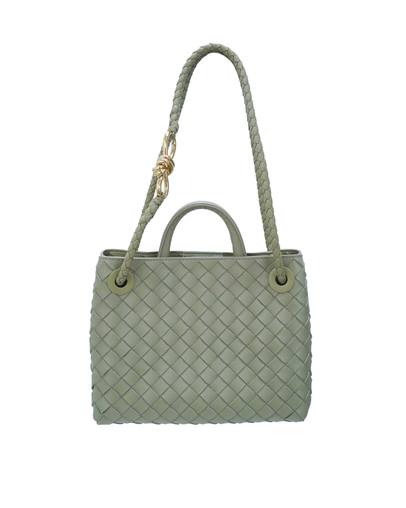 Handmade sheepskin woven crossbody tote bag, 25cm size