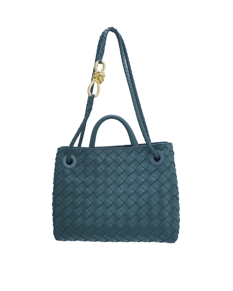 Handmade sheepskin woven crossbody tote bag, 25cm size