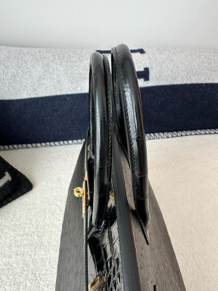 BK25size-black-American crocodile skin