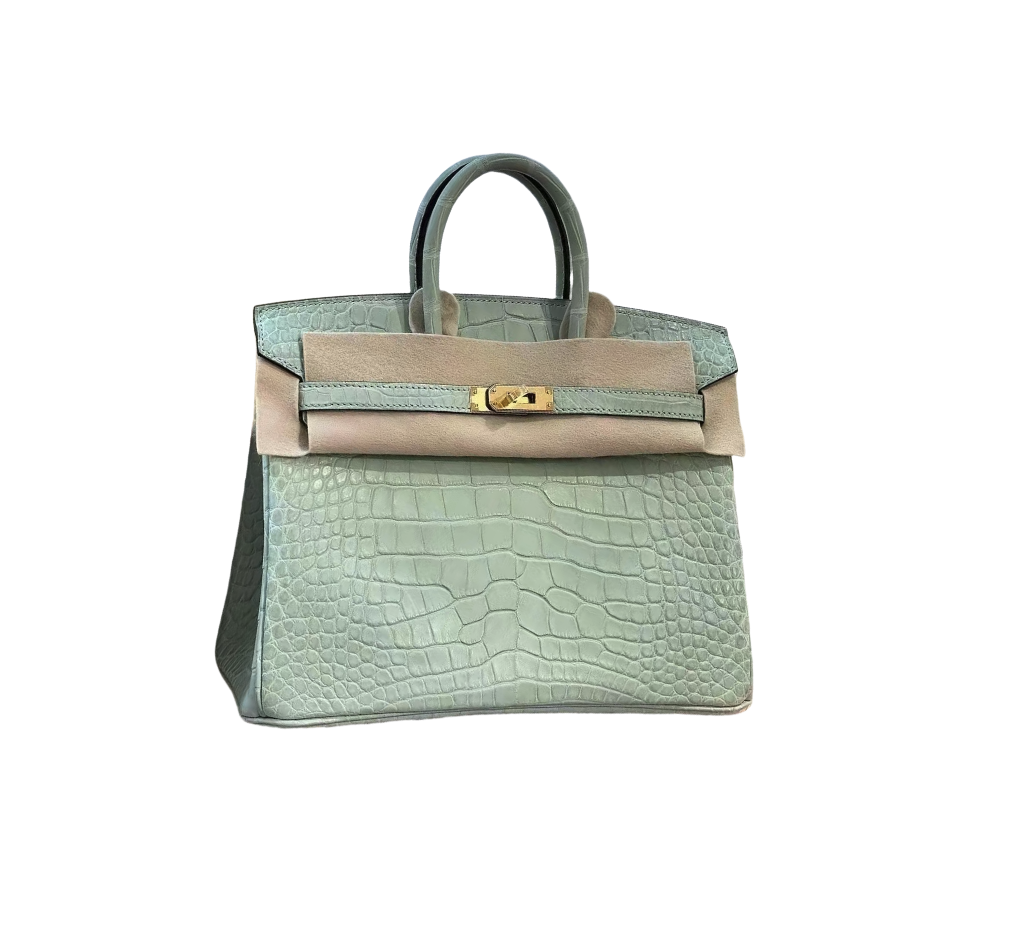 BK20size- American crocodile skin-Mint green