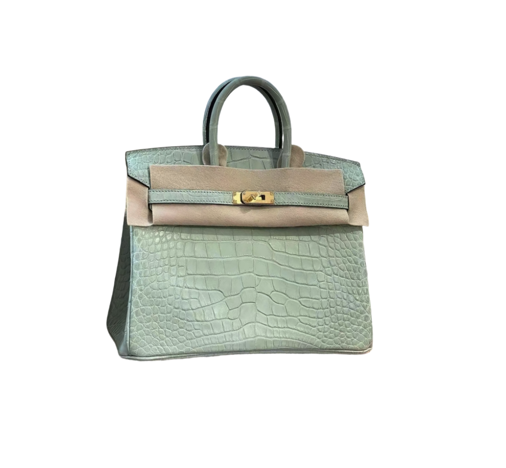 BK20size- American crocodile skin-Mint green