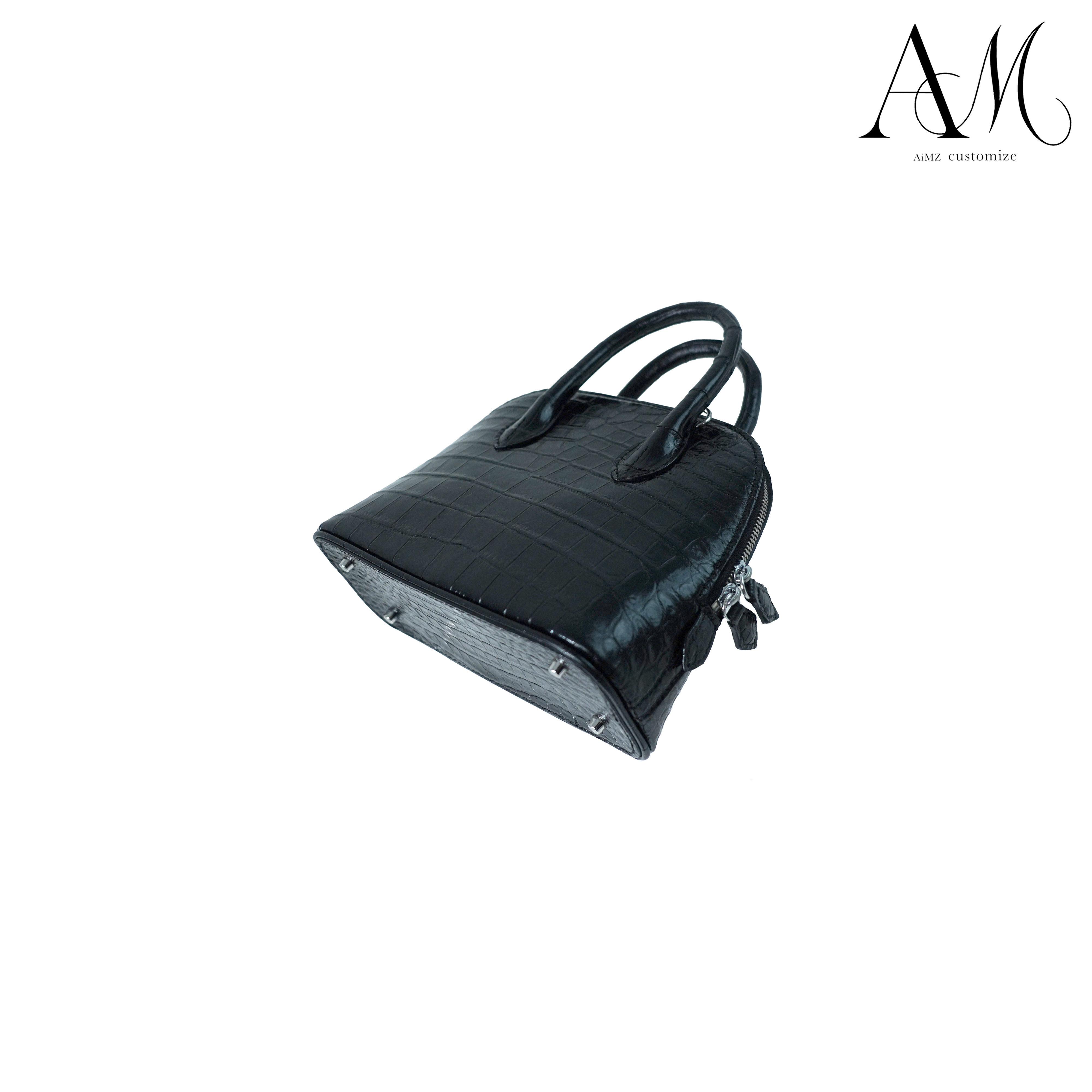 Bolide-Black glossy surface-19sizi-crocodile bag