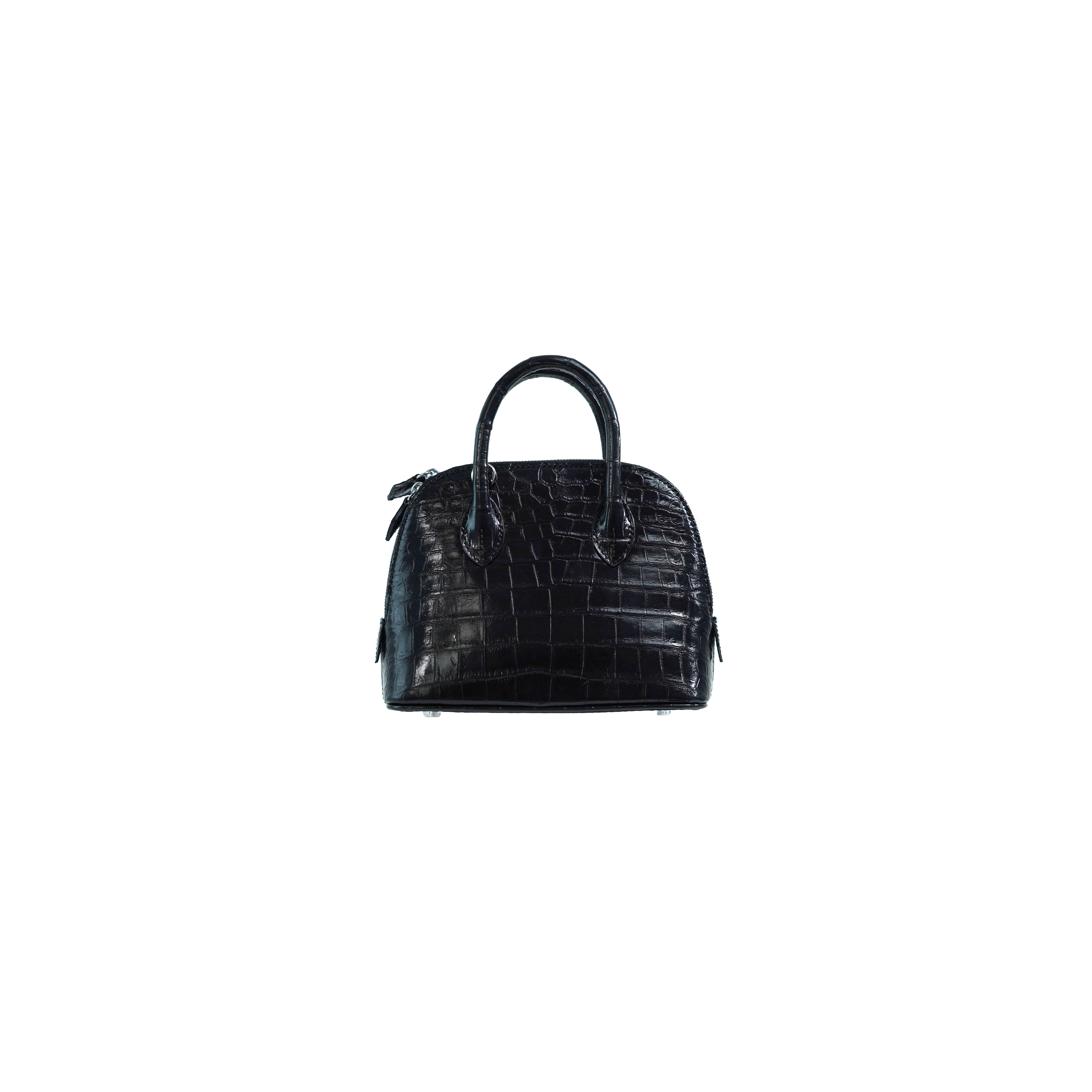 Bolide-Black glossy surface-19sizi-crocodile bag