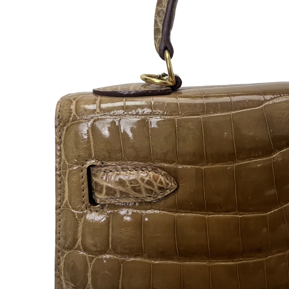 Crocodile skin -KL-dark brown-portable diagonal-100% handmade