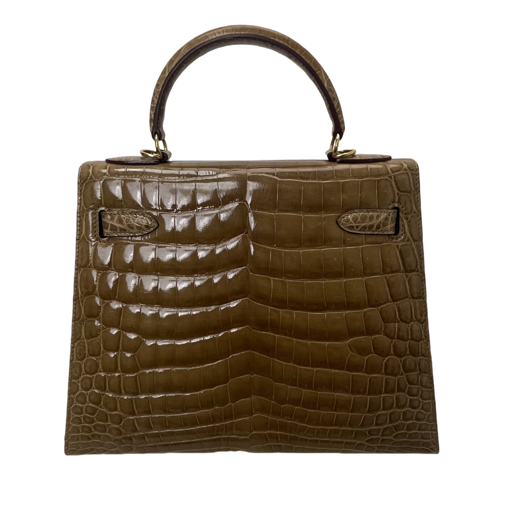 Crocodile skin -KL-dark brown-portable diagonal-100% handmade