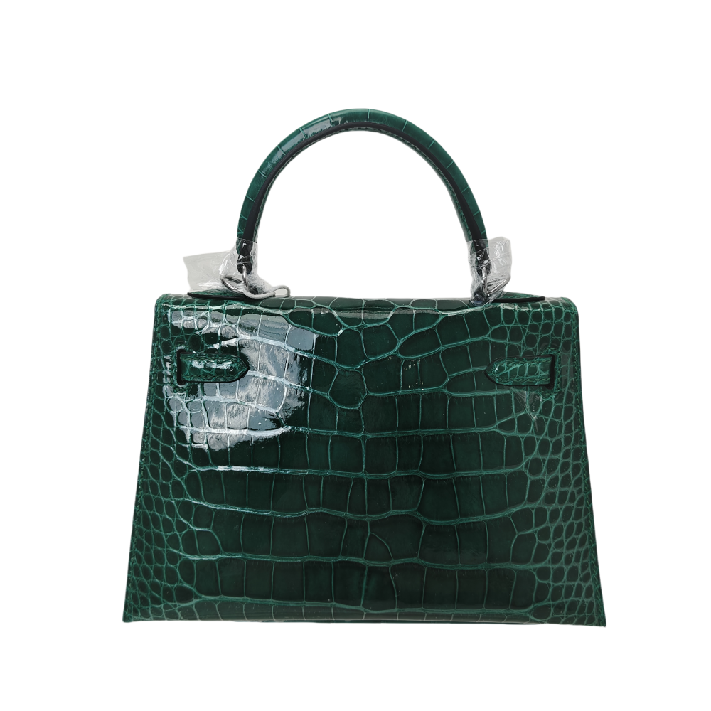 KL- crocodile skin-dark green-100% handmade