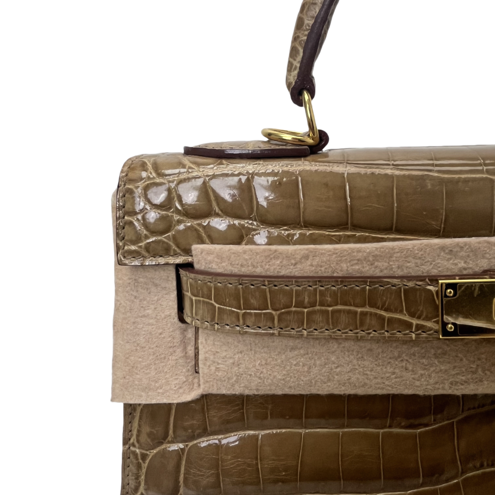 Crocodile skin -KL-dark brown-portable diagonal-100% handmade