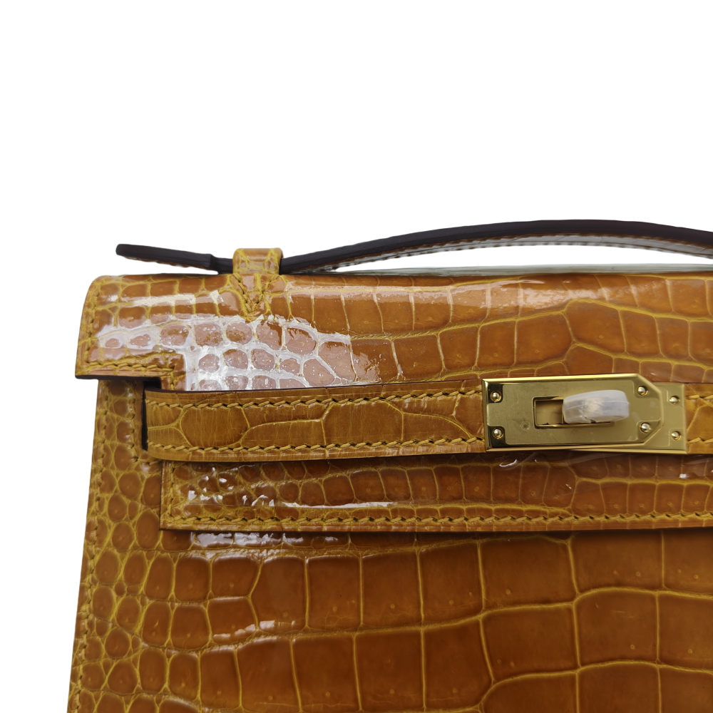 KL- Golden Brown-Crocodile Skin-22Sizi-100% handmade