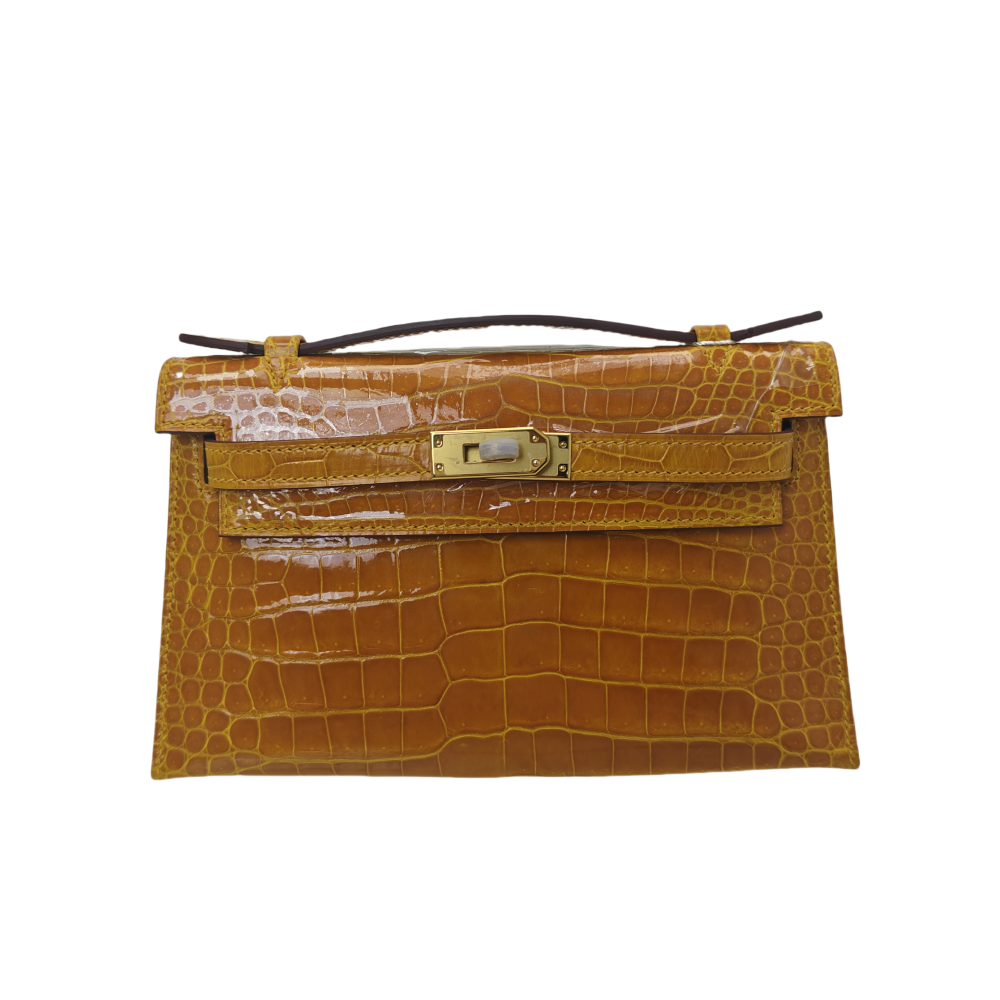 KL- Golden Brown-Crocodile Skin-22Sizi-100% handmade