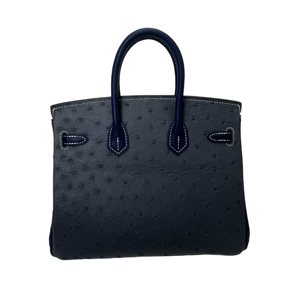 Bk-Ostrich skin-blue+black-splicing-100% handmade