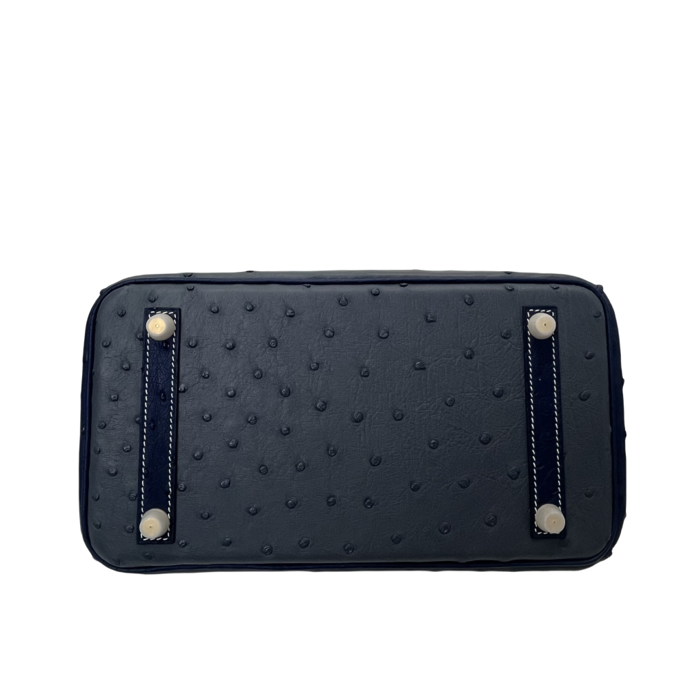 Bk-Ostrich skin-blue+black-splicing-100% handmade
