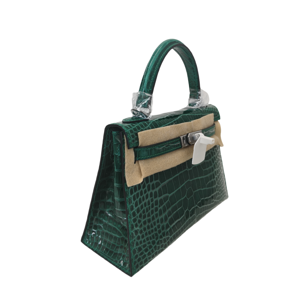 KL- crocodile skin-dark green-100% handmade