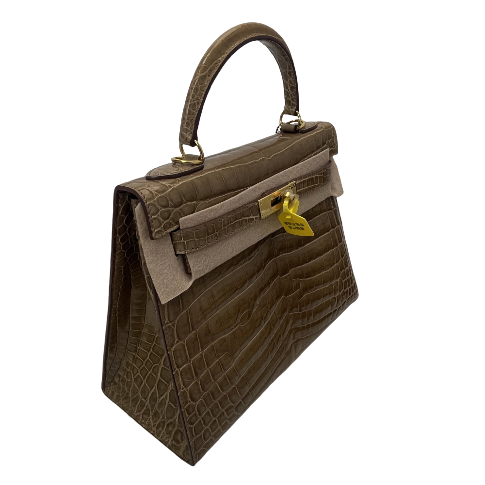 Crocodile skin -KL-dark brown-portable diagonal-100% handmade