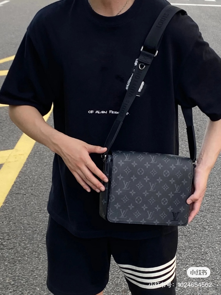 LV Black Flower Postman Bag