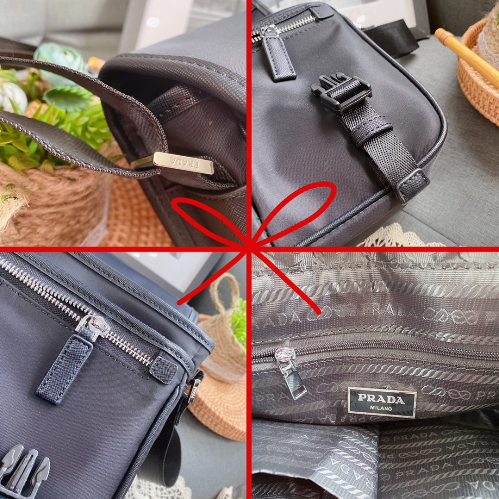 Prada's latest single shoulder crossbody bag has been shipped. It is a high-end luxury original board imported waterproof fabric with cross patterned cowhide, luxurious triangular mark hardware, lightweight and practical. The logo is clear and easy t...