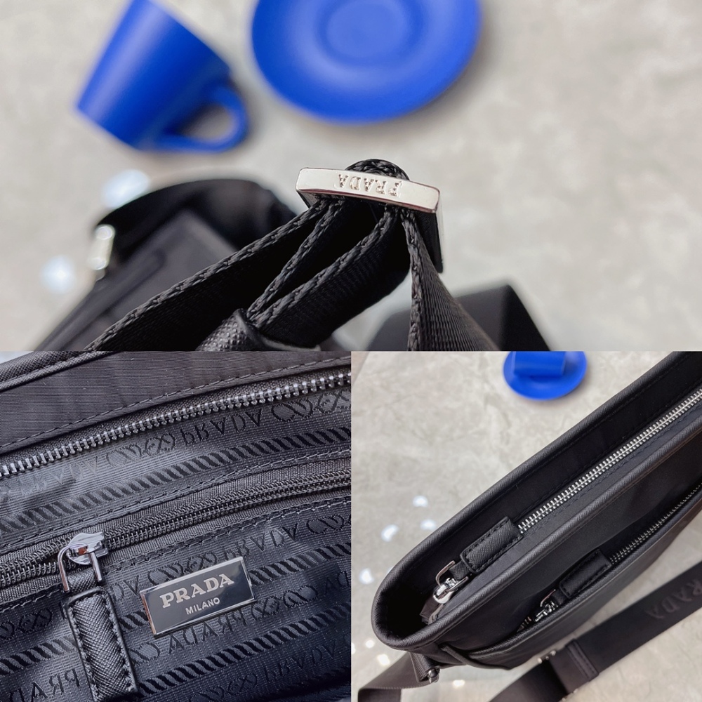 Prada PRADA's latest horizontal shoulder crossbody bag is now available for shipment. It is a high-end luxury original board made of imported waterproof fabric with a cross patterned top layer cowhide. The luxury triangle mark hardware features a cle...