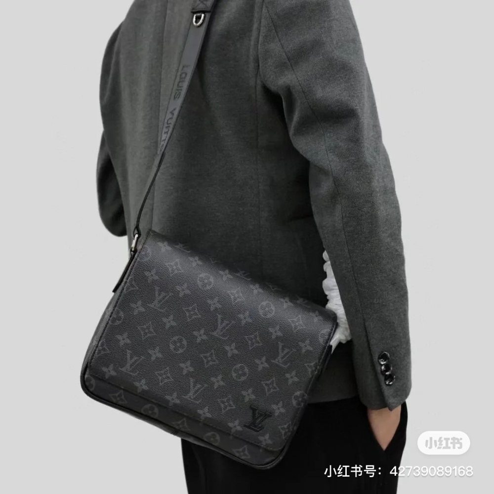 LV Black Flower Postman Bag