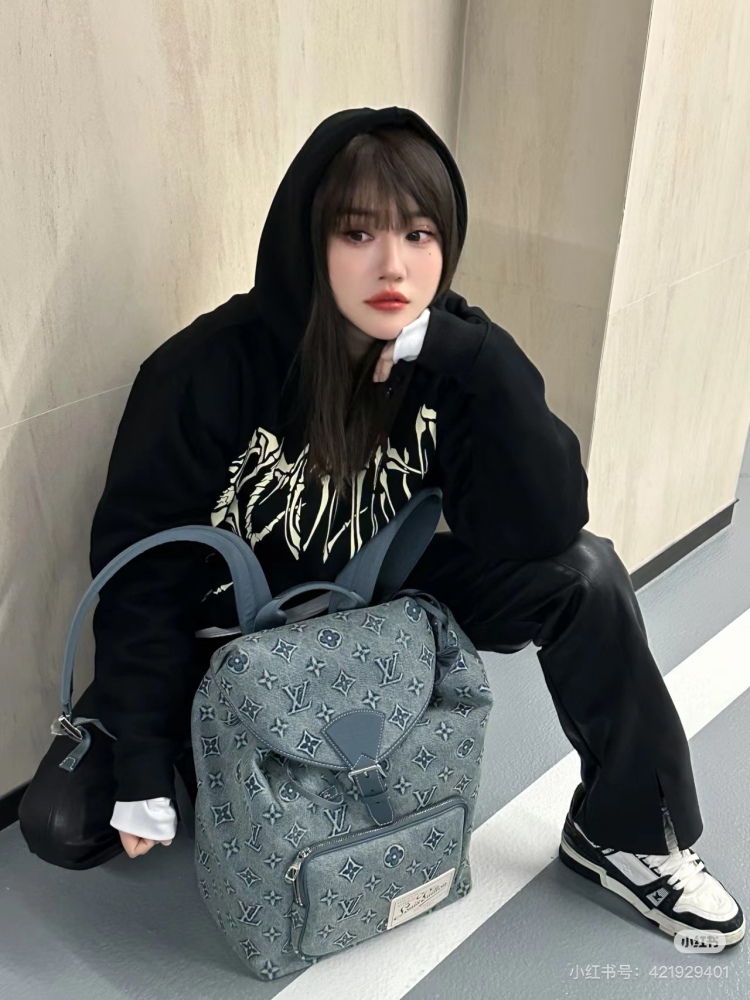 LV denim denim backpack