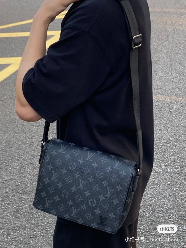 LV Black Flower Postman Bag