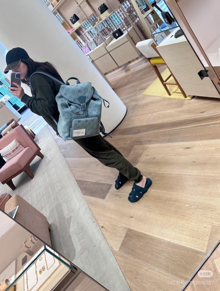 LV denim denim backpack