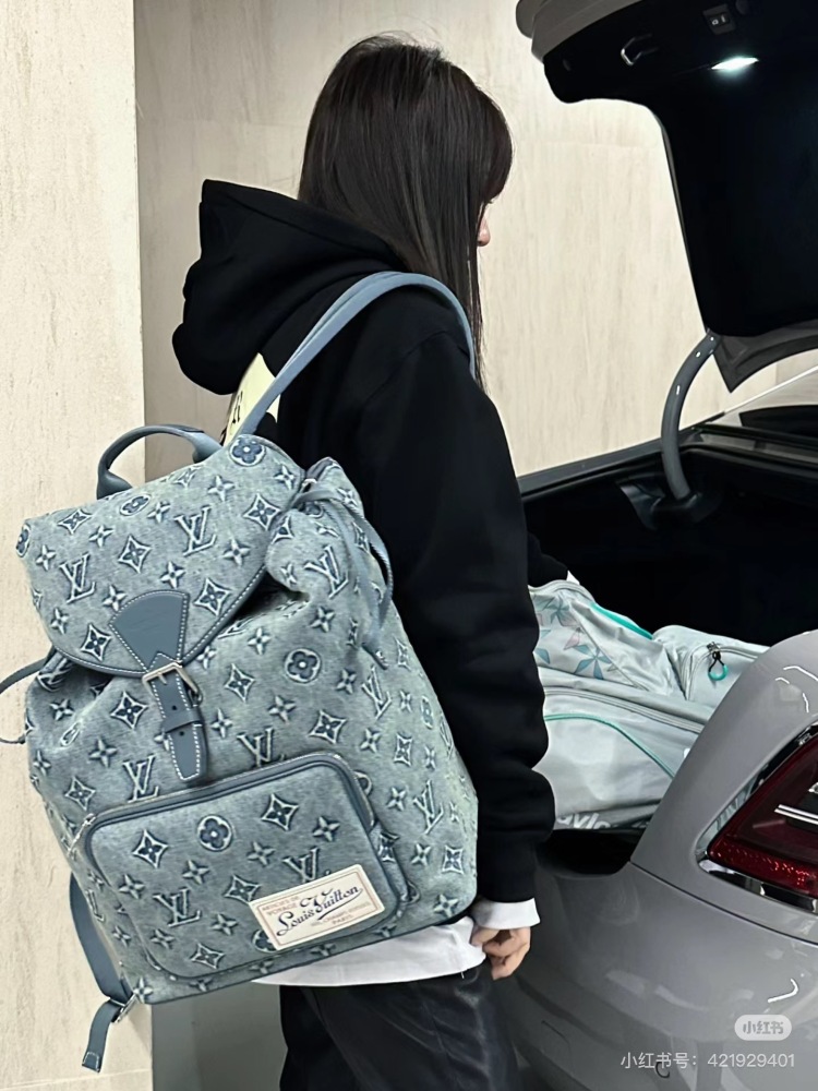 LV denim denim backpack