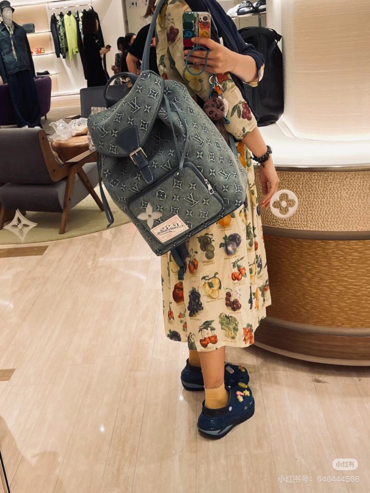 LV denim denim backpack