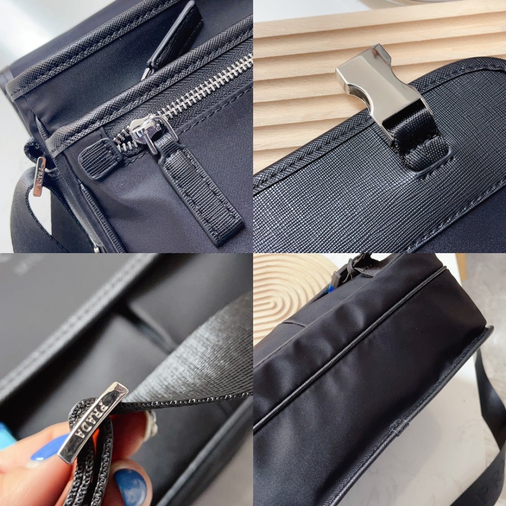 PRADA's latest single shoulder crossbody bag has been shipped. It is a high-end luxury imported waterproof fabric with a cross pattern head layer cowhide. The luxurious triangle mark hardware has a clear logo, and the quality is absolutely comparable...