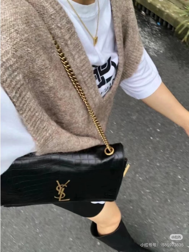 YSL double-sided crocodile/caramel