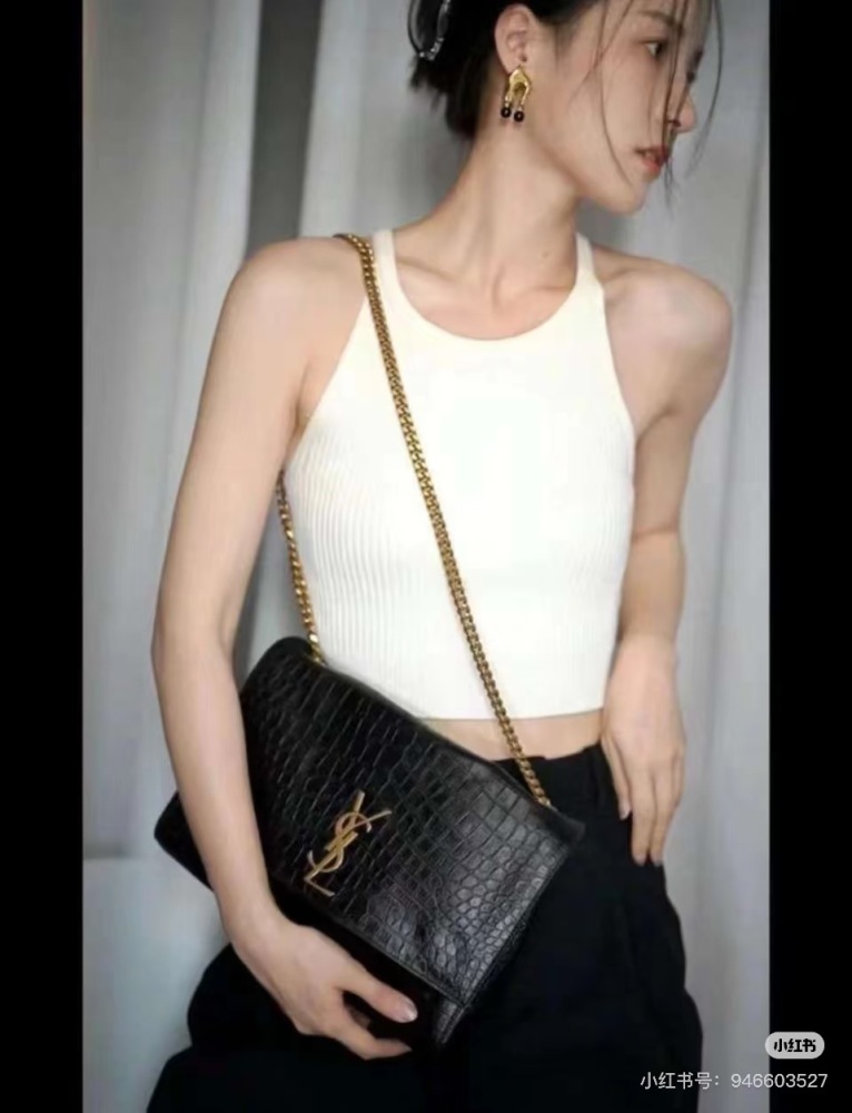 YSL double-sided crocodile/caramel