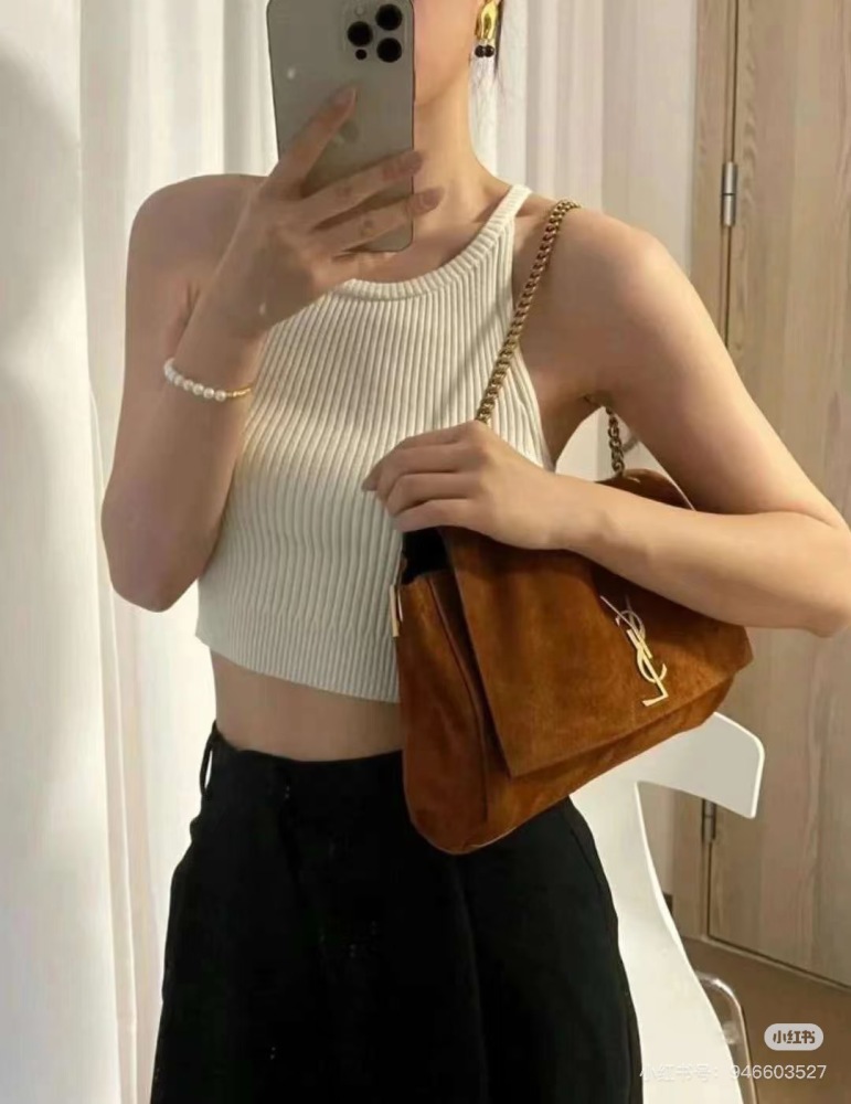 YSL double-sided crocodile/caramel