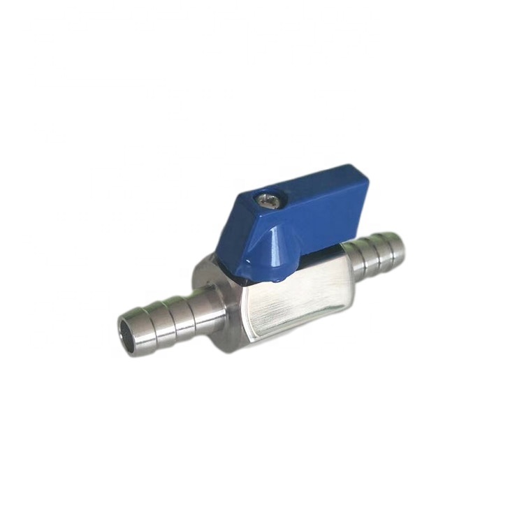 customisable stainless steel mini ball valve with barbs on both sides ball valve for hose connector