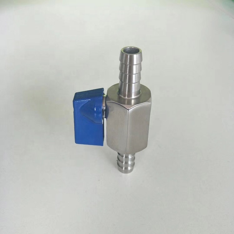 customisable stainless steel mini ball valve with barbs on both sides ball valve for hose connector