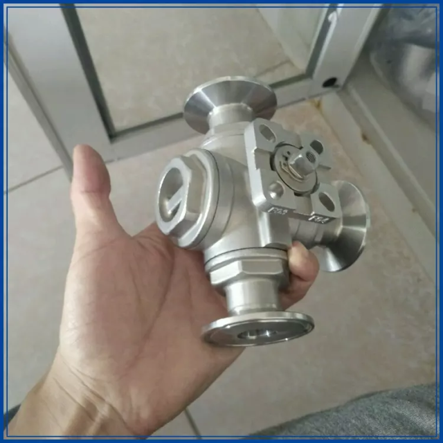 Stainless Steel Sanitary DN50/2 inch Threaded 3 Way Ball Valve L type T type 3 Way Tri-Clamp Ball Valve