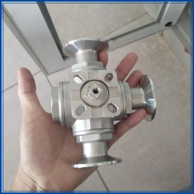 Stainless Steel Sanitary DN50/2 inch Threaded 3 Way Ball Valve L type T type 3 Way Tri-Clamp Ball Valve